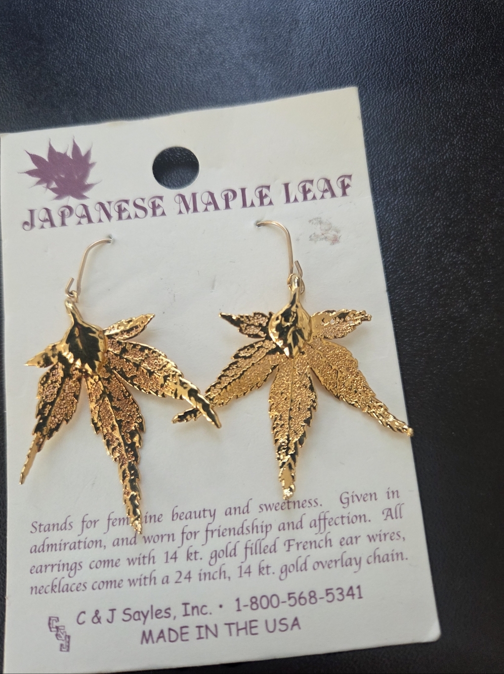 #78 Gold Filled Leaf Dangle Earrings - Women's Jewelry - Picture 4 of 4